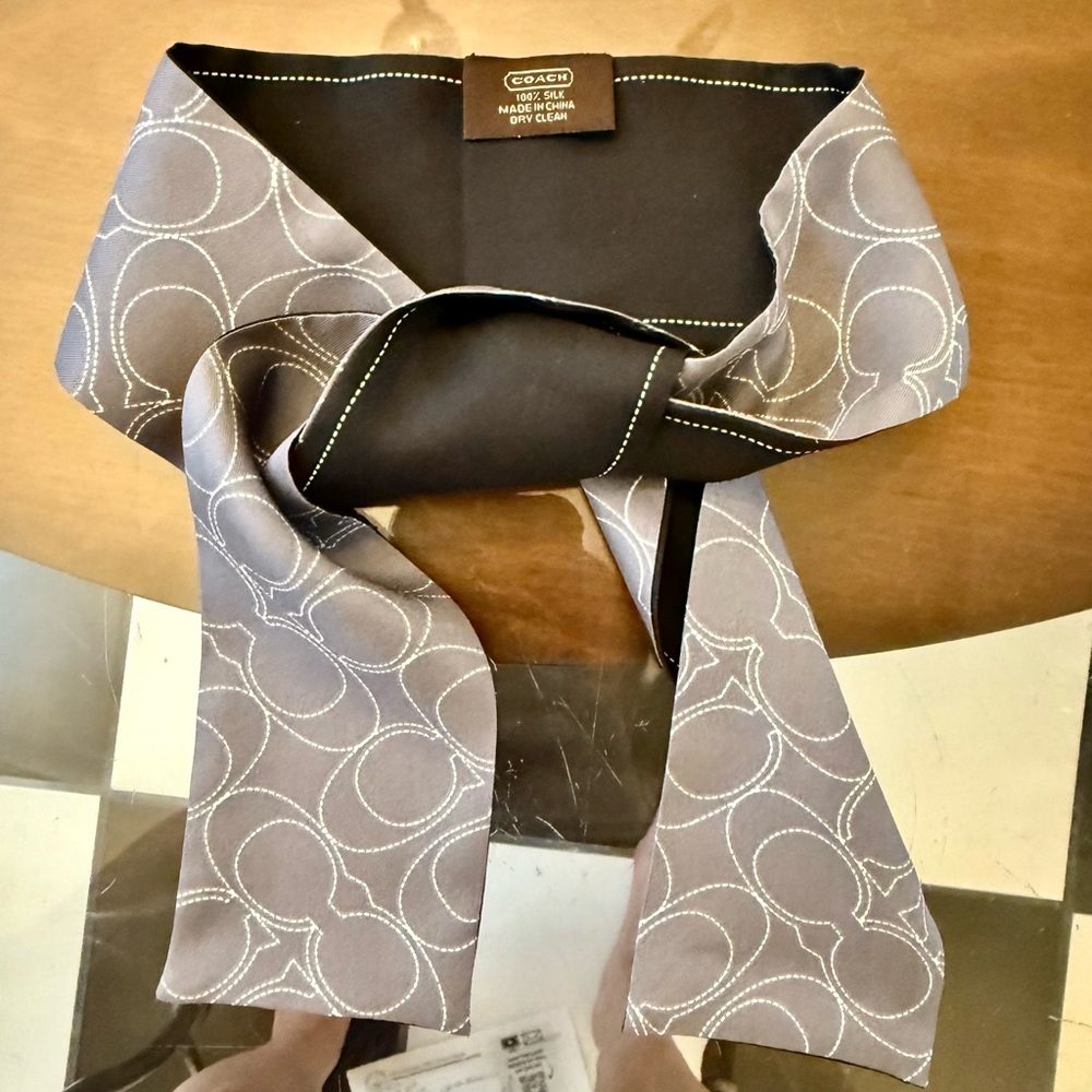 FREE Coach Navy and Gray Silk Scarf nwot with a $360 purchase.